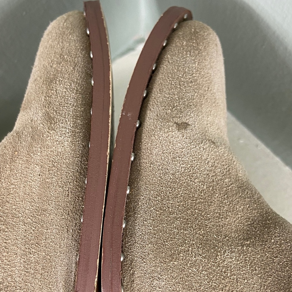 Chinese Laundry Suede Leather Tan Women's Mules Booties Block Heels 9.5 - Picture 10 of 13